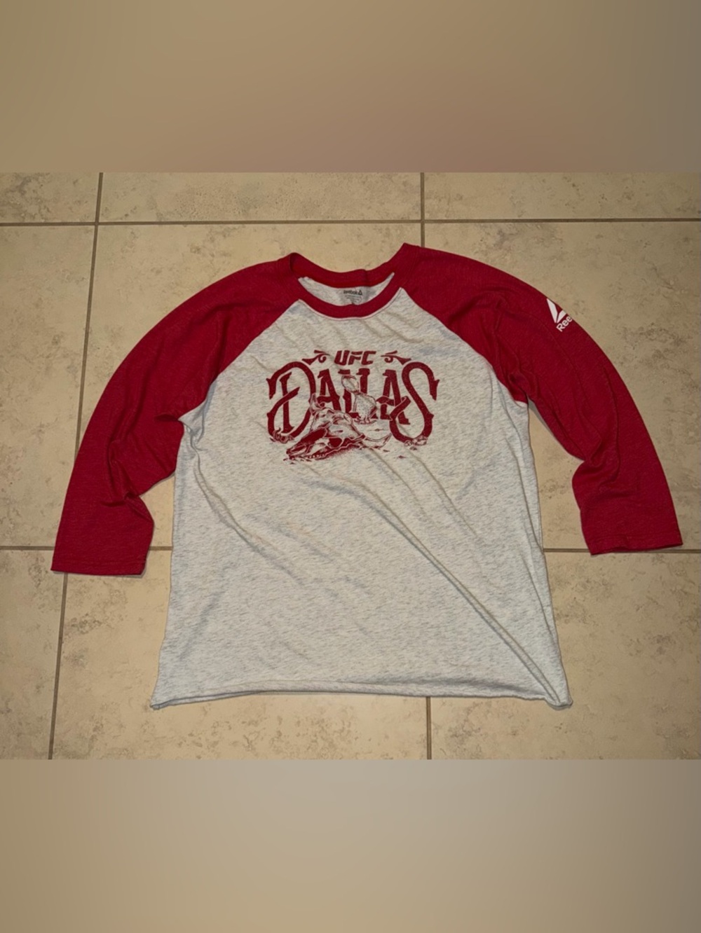 UFC Dallas - Reebok Men's Raglan Long Sleeve Tee - Red & Heather Gray